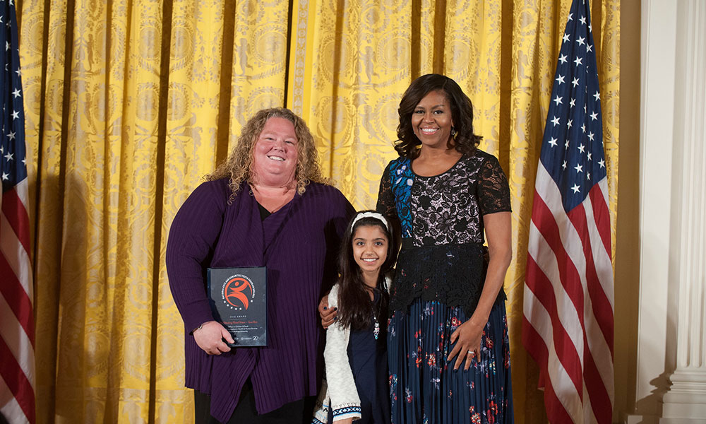 Kim Hartzleer-Weakley, Sarah Hussein and Michelle Obama