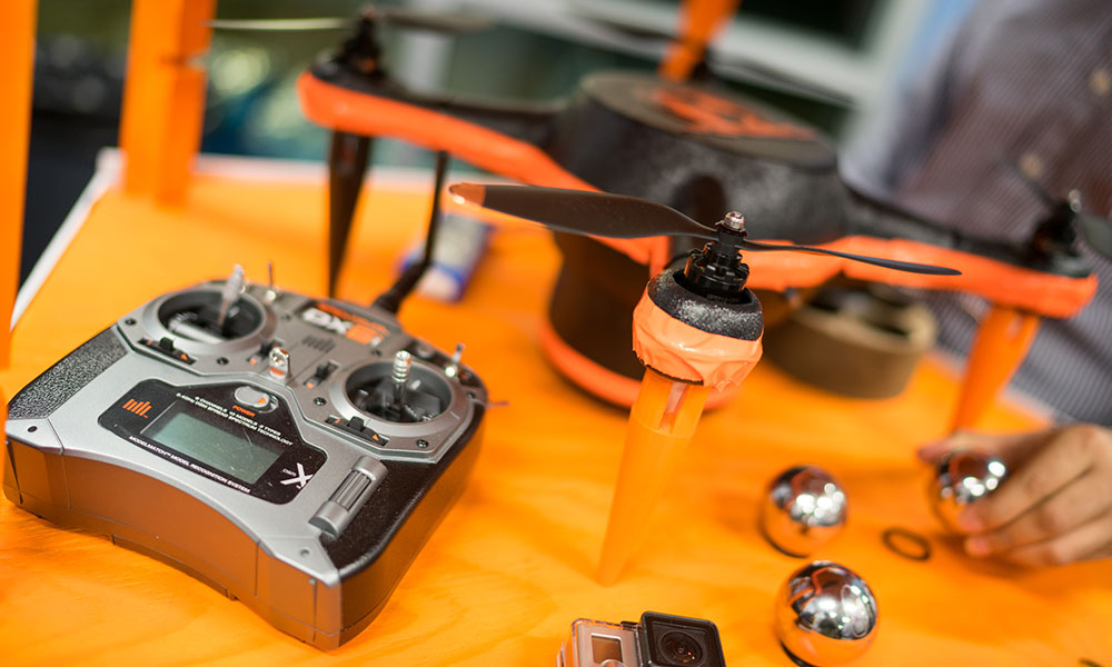A drone on display in 2015.