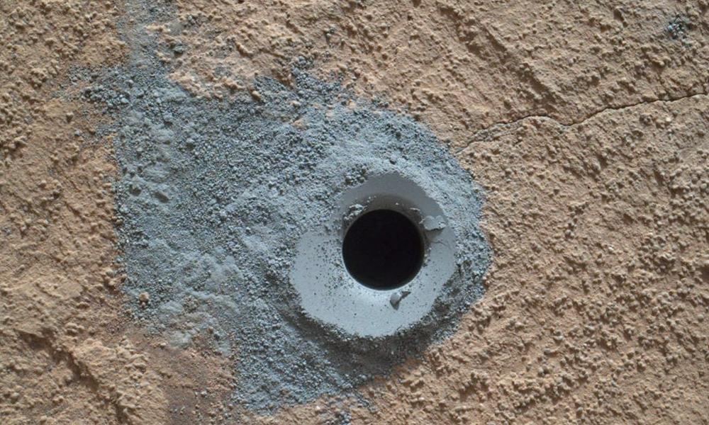 NASA Curiosity drill hole