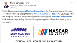 JMU NASCAR U announcement