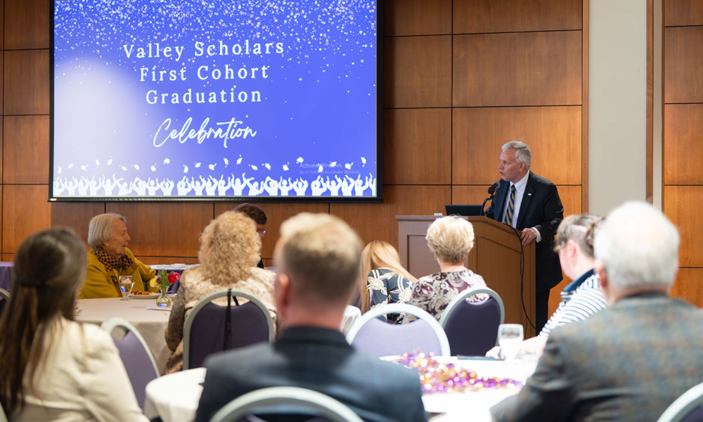 JMU President Jonathan R. Alger at the Valley Scholars graduation celebration on May 4, 2023