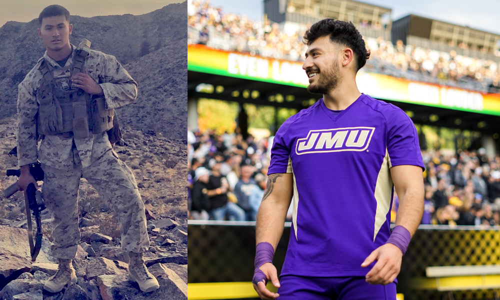 Jonah Posada is a U.S. military veteran and JMU cheerleader