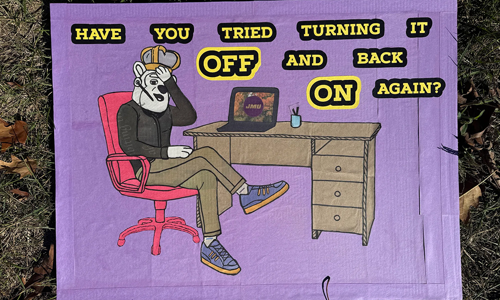 The winning Duke Dog Alley sign designed by the IT Department during Homecoming 2025
