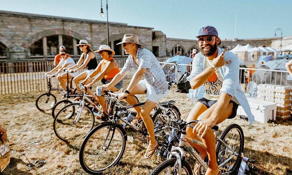 Illiterate Light rely on bicycle-generated energy from festivalgoers to power their live shows