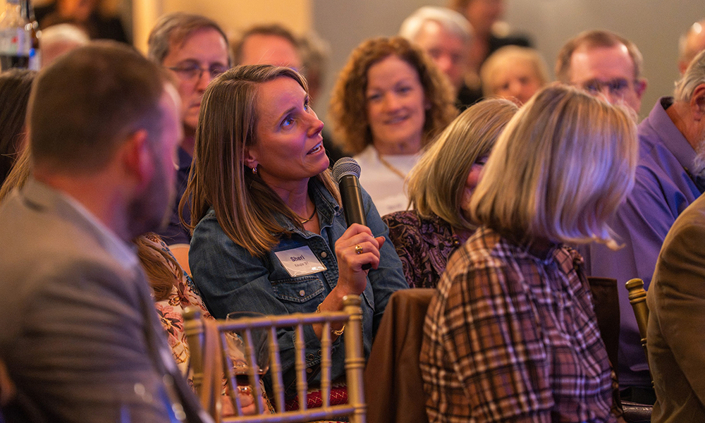 Sheri Kaupa (’97) shares the importance of high-impact learning experiences at the Presidential Tour stop in Richmond, Virginia.
