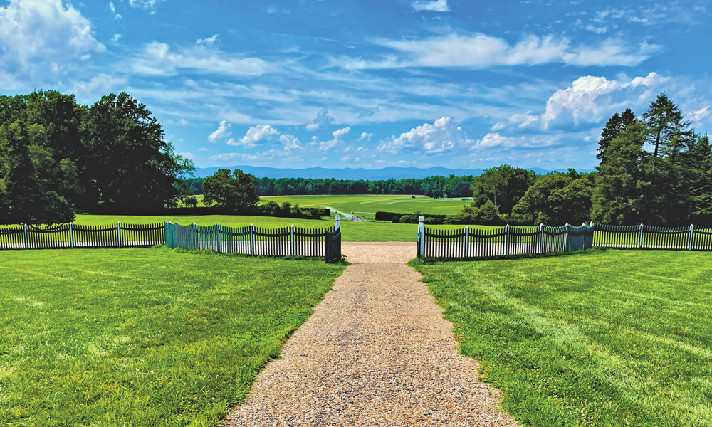 View from the front gate at Montpelier, James Madison’s estate in Orange County, Virginia