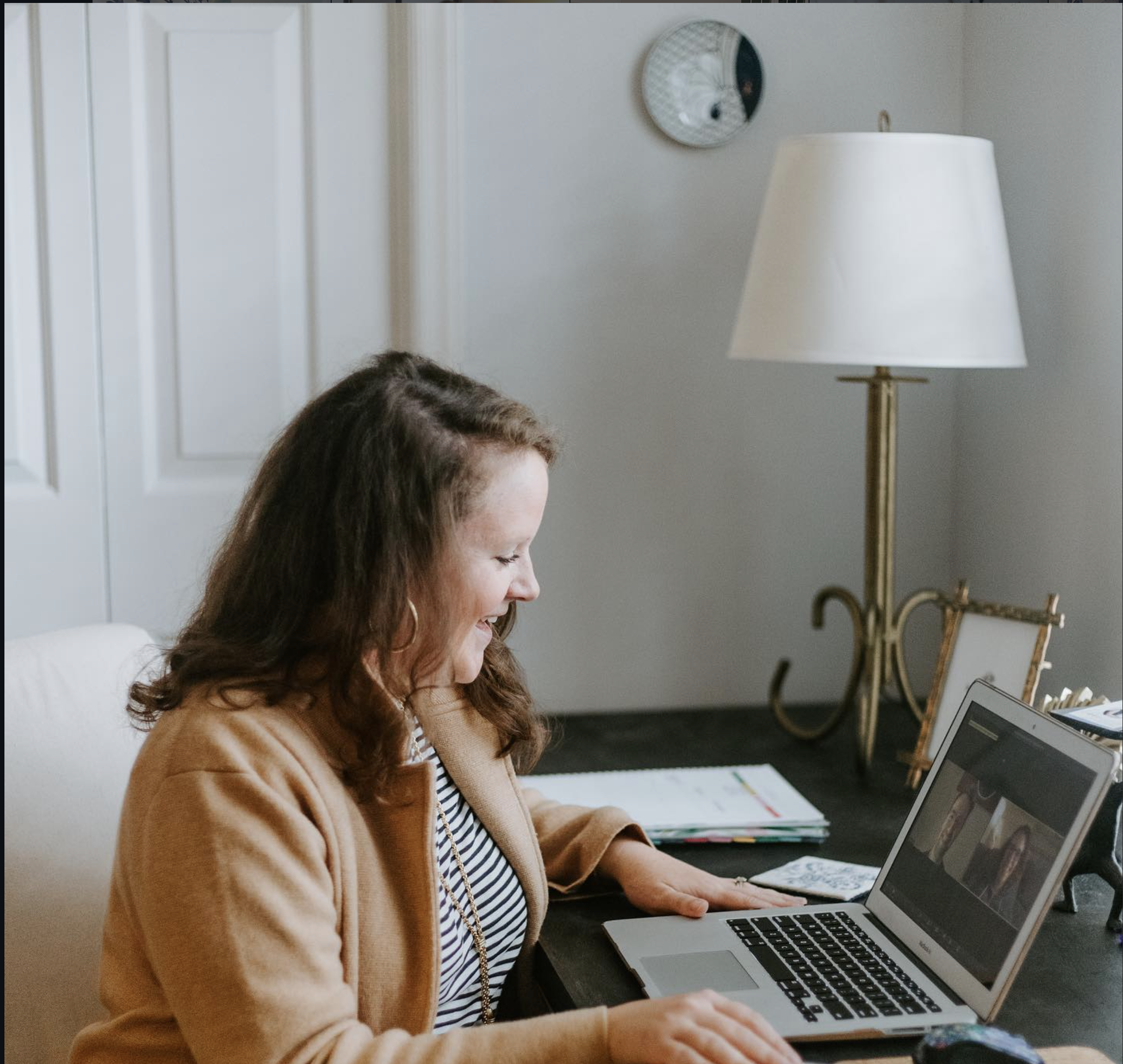 Libby Azzarello metting wih clients virtually