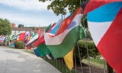 International flags on campus