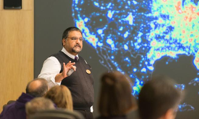 Professor Virani speaks at the first Madison Trust event.