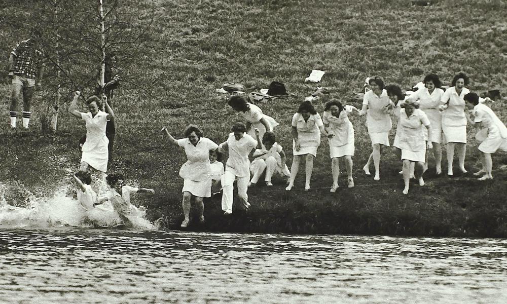 nursing 40th anniversary jumping in lake