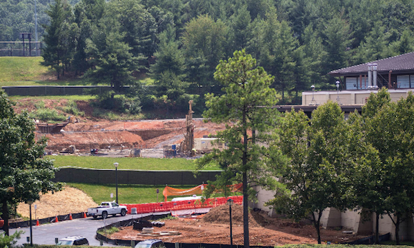 exterior view of construction around urec