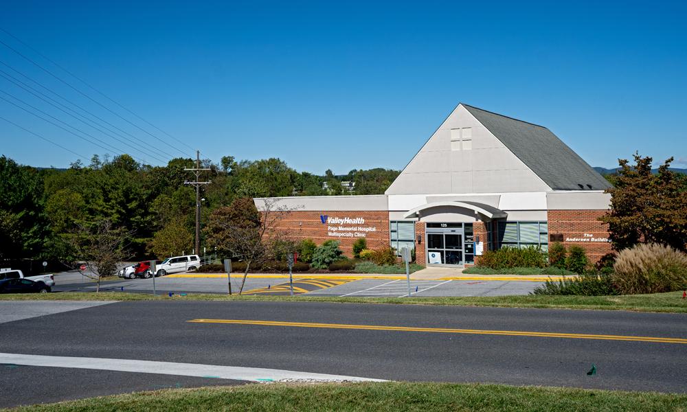 Exterior photo of brick building that houses Valley Health Page Memorial Hospital