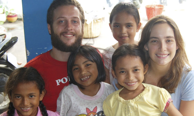 Workers and children at Aziza's Place