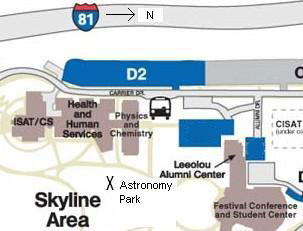 Map of astronomy park location