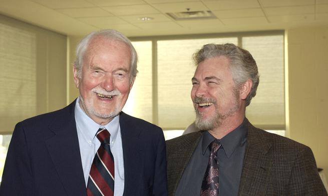 Photo of Professor Morley-Mower with Charles Culbertson