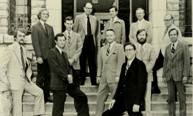 Yearbook photo of Dr. Kent Zimmerman and other faculty