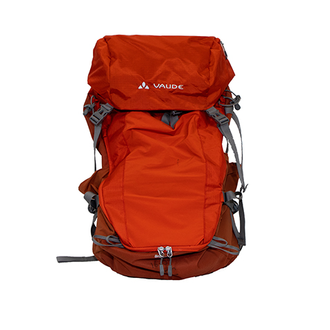 red and orange backpack