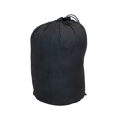 rolled up sleeping bag in a travel bag
