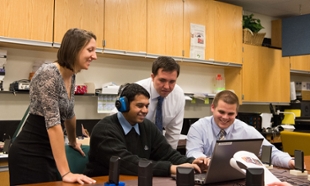 Sofie Ganev, Tony Battu, Michael Kessler and Brian Allen test the system.