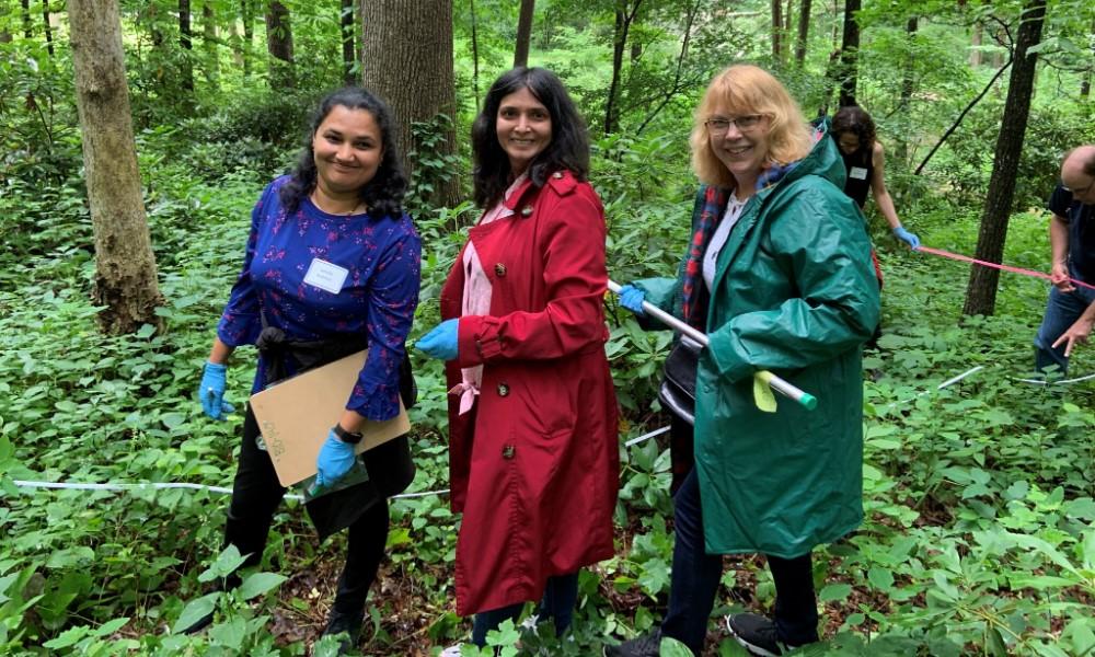 Conducting field work at the Edith J. Carrier Arboretum.