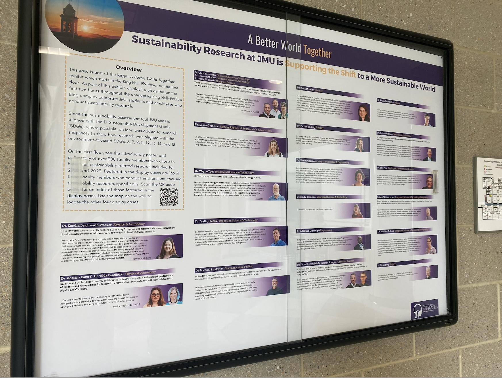 Photo of a poster with summaries of research projects