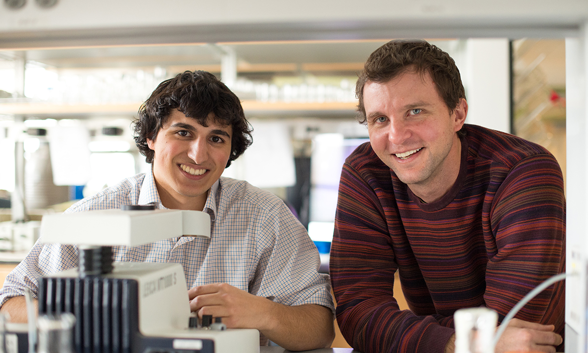 Joe Balsamo, biotechnology and pre-med major, with Professor Mark Gabriele