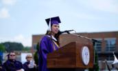 Photo of Rosemary Girard speaking at 2015 undergraduate commencement