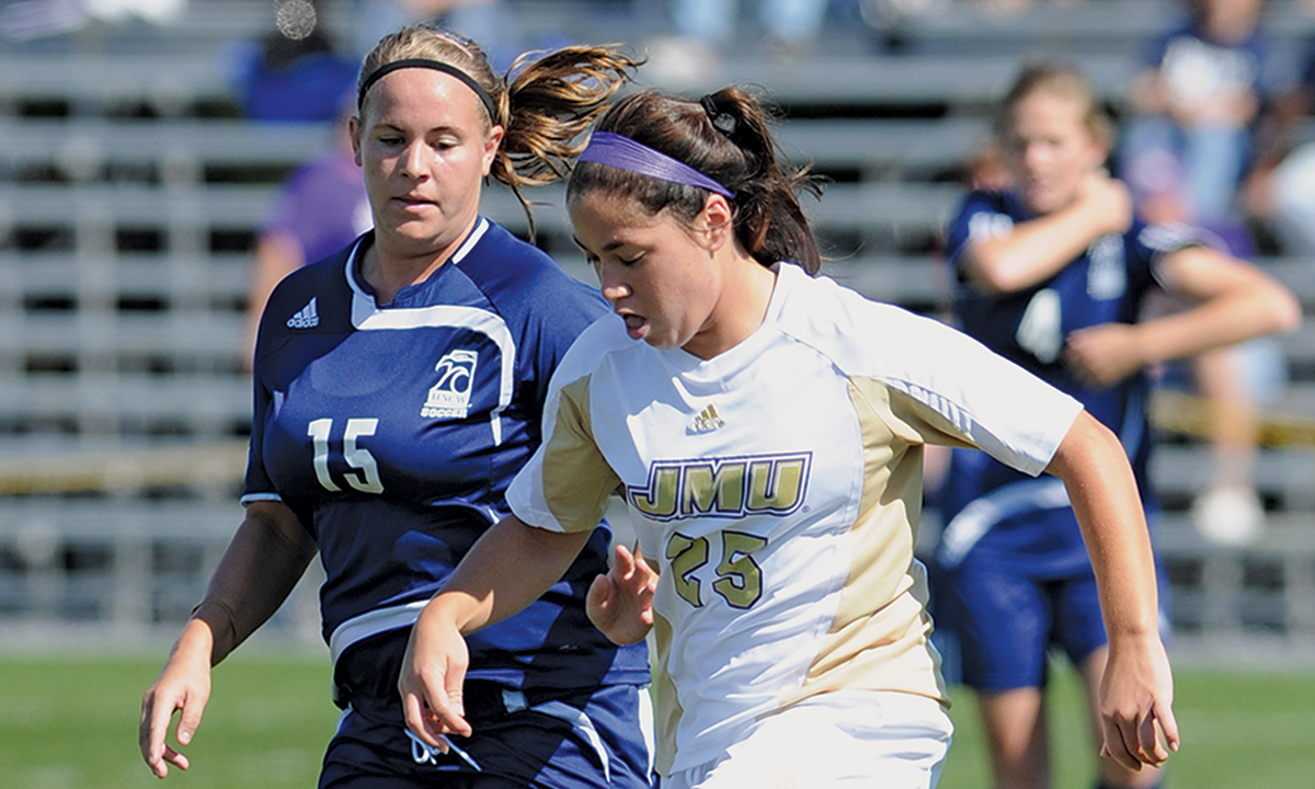 JMU Honors Student Athlete Shannon Rano ('15) playing soccer