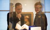 Visitors at the Rembrandt and the Mennonite Community exhibit at JMU