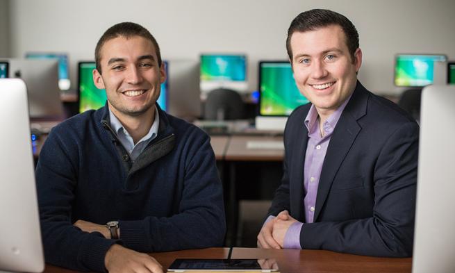 JMU students John Riley and Mark Thress, creators of ipad music therapy program