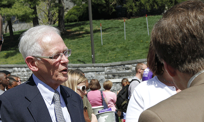 Photo of Professor Emeritus Doug Skelley, political science department, at 2010 All Together One ceremony