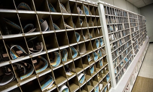 Mailboxes in the JMU Post Office in Warren Hall