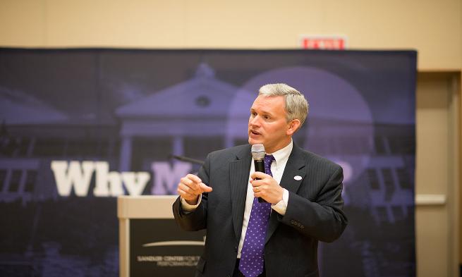 President Alger addresses Why Madison? guests in Virginia Beach