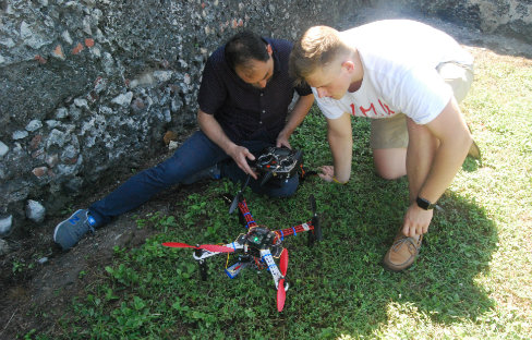 Nick Sipes works with drone