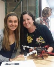 Meghan Raphael and Erin OBrien with drone