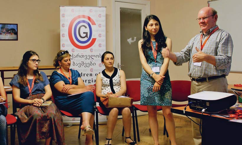 Students presenting at a conference