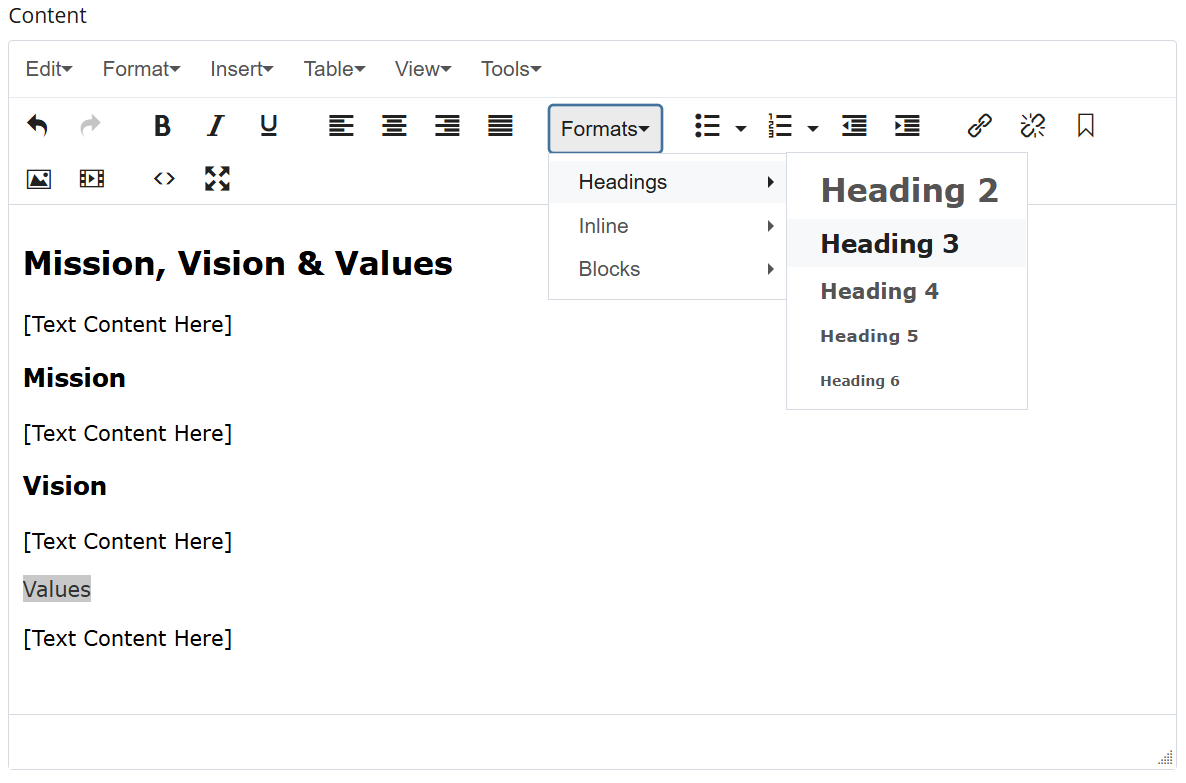 Screenshot of Cascade W Y S I W Y G editor. Full description in image caption.