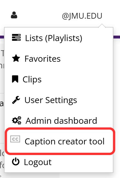 The Illumira menu. The Caption creator tool option is circled.