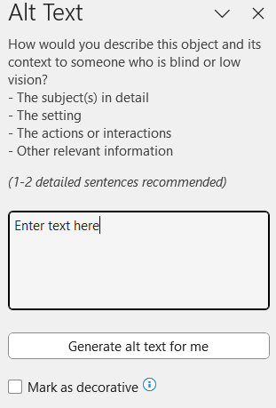 The alt-text editor window in Word for Windows.