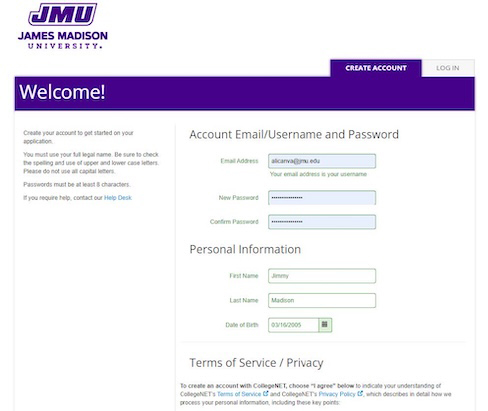 ApplyWeb Create Account