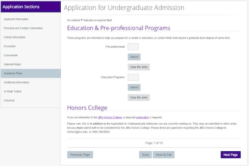 ApplyWeb Academic Plan