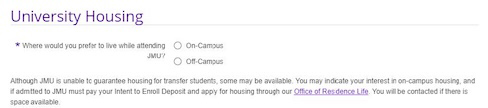 ApplyWeb Application Info - Transfer Housing