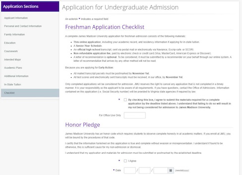 ApplyWeb Checklist