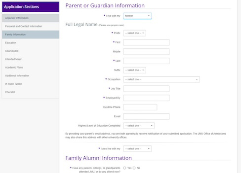 ApplyWeb Family Info
