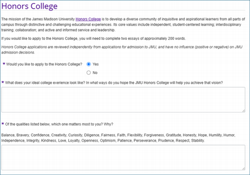 ApplyWeb - Honors Essay Sections