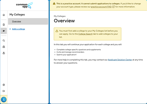 Common App - Add Your Colleges