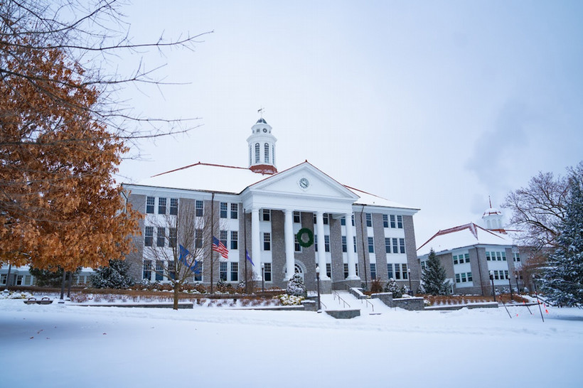 Wilson hall covered in snow