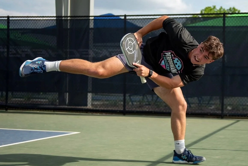 JMU student playing pickleball