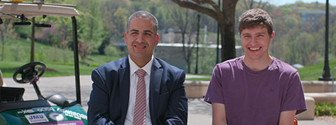 Photo of Matty Wolfson and a Professor 