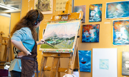 a student painting